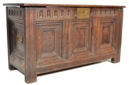 ANTIQUE 17TH CENTURY CARVED OAK COFFER / CHEST