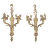 19TH CENTURY PAIR OF ADAMS REVIVAL GILT METAL WALL LIGHT SCONCES