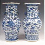 PAIR OF LARGE 19TH CENTURY CHINESE BLUE AND WHITE VASES
