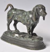 ANTOINE LOUIS BARYE FRENCH BRONZE STATUE OF A BLOODHOUND