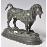 ANTOINE LOUIS BARYE FRENCH BRONZE STATUE OF A BLOODHOUND