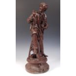 LARGE 19TH CENTURY BRONZED SPELTER SCULPTOR FIGURE