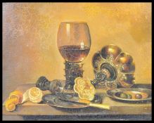 MIGUEL CANALS (1925-1995) OIL ON COPPER STILL LIFE