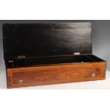 19TH CENTURY ROSEWOOD & SATINWOOD MUSIC CYLINDER BOX