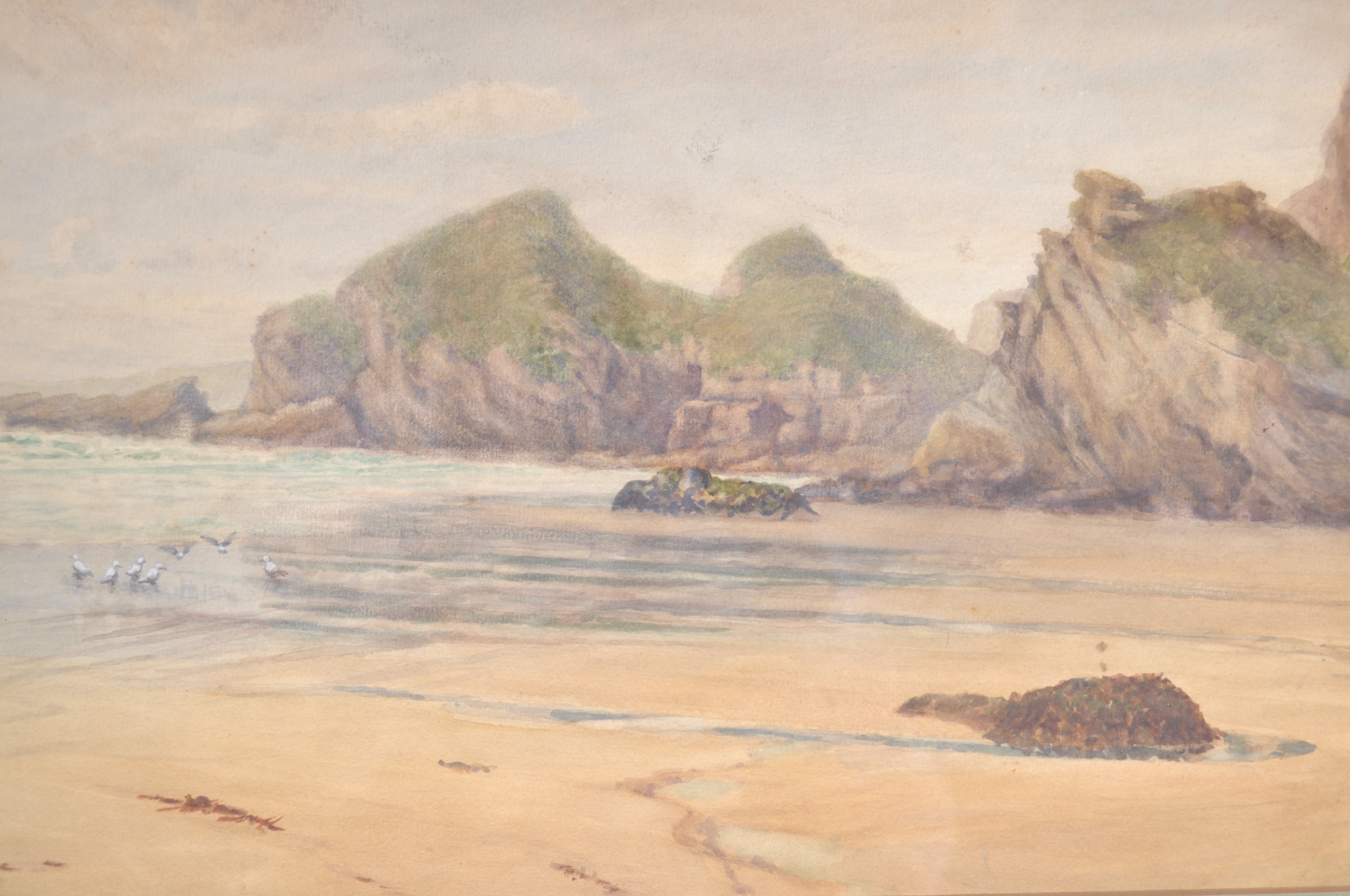 C.P.B.S. LILLINGSTON (fl.1871-1899) CORNISH WATERCOLOUR PAINTING OF COAST - Image 3 of 5