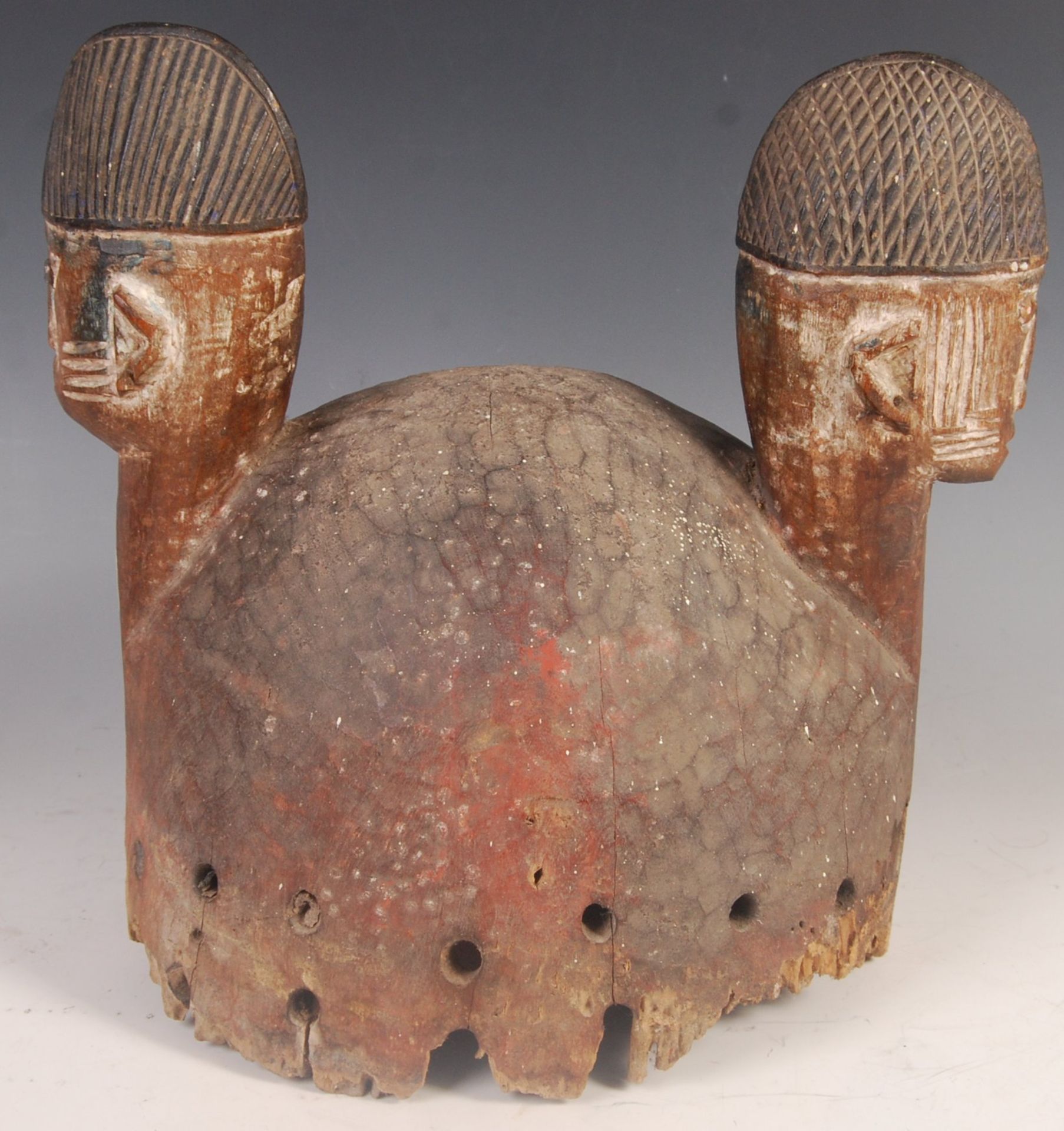 BELIEVED WEST AFRICAN NIGERIAN YORUBA PEOPLE TWIN HEADED SCULPTURE - Bild 2 aus 8