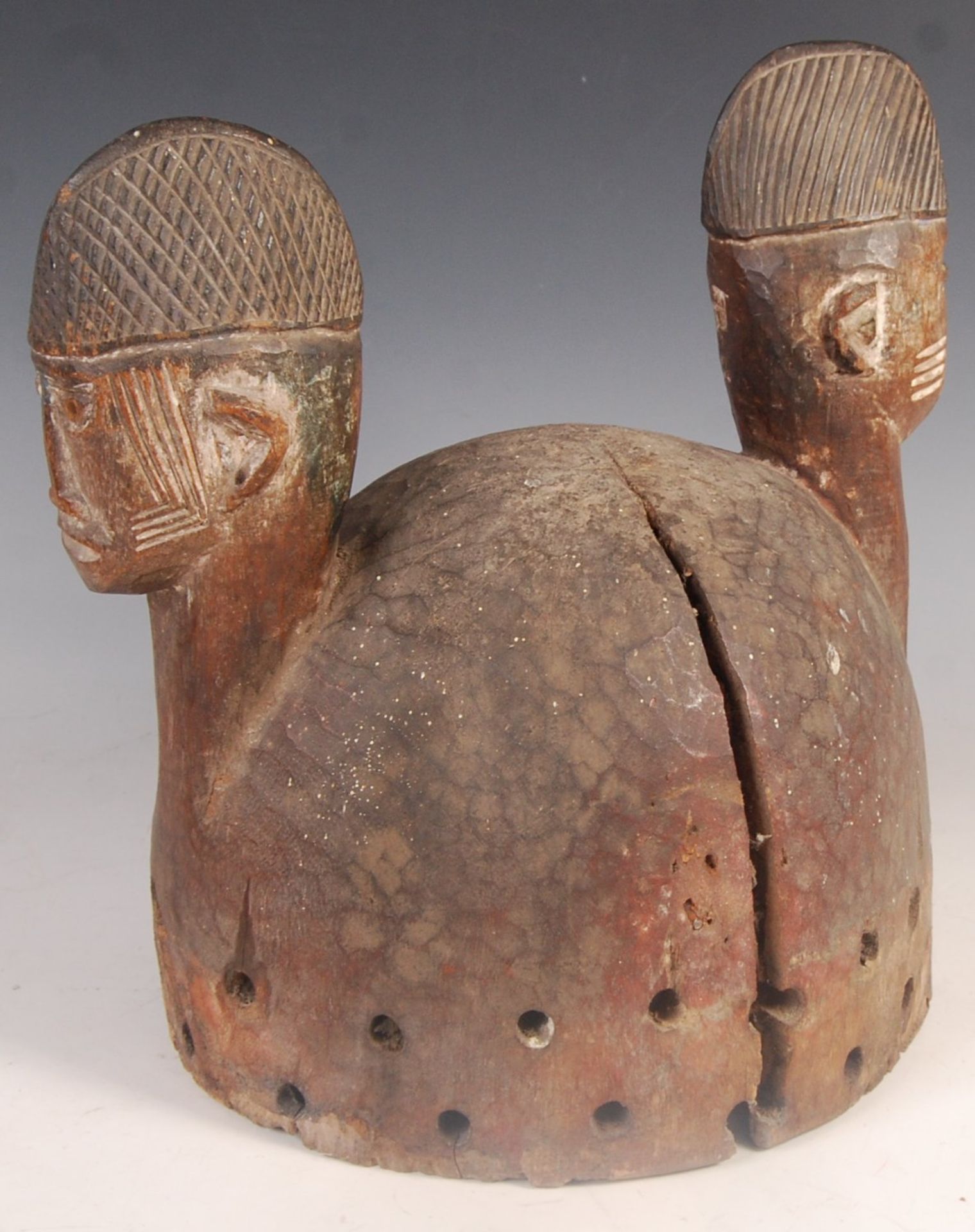 BELIEVED WEST AFRICAN NIGERIAN YORUBA PEOPLE TWIN HEADED SCULPTURE - Bild 4 aus 8