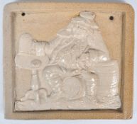 WILLIAM IV SALTGLAZE R WELLER 1834 ' OLD TOM ' SQUARE TILE PLAQUE