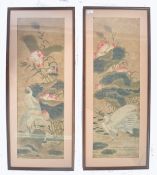 PAIR OF 19TH / 20TH CENTURY JAPANESE WATERCOLOUR PAINTINGS