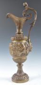 19TH CENTURY FRENCH BRONZE EWER JUG WITH CHERUB PUTTI