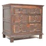 17TH CENTURY BLOCK FRONTED GEOMETRIC BACHELORS OAK CHEST OF DRAWERS