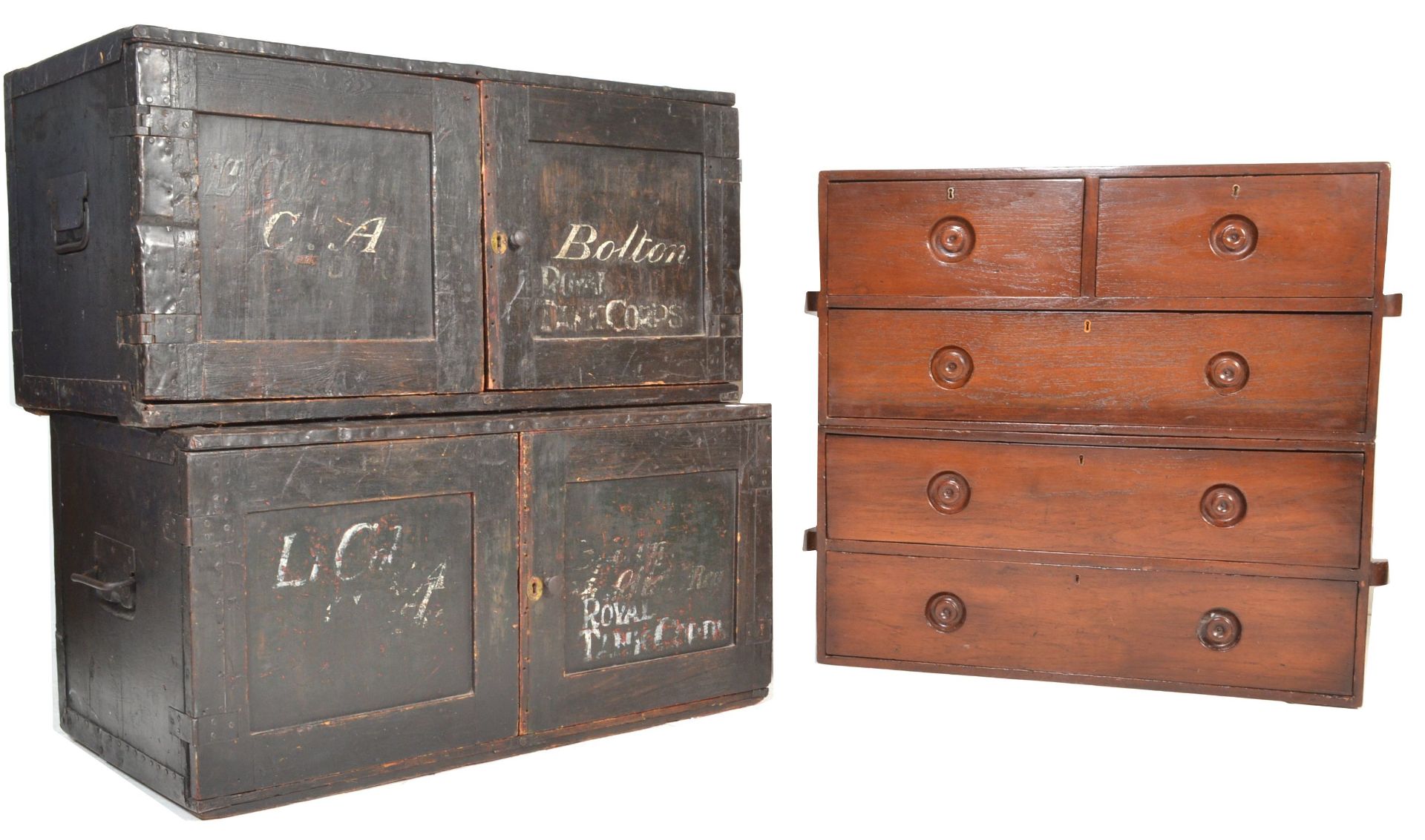 19TH CENTURY VICTORIAN MAHOGANY CAMPAIGN CHEST OF DRAWERS