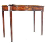 19TH CENTURY MAHOGANY SERVING TABLE WITH INLAY AND PLUM PUDDING DECORATION