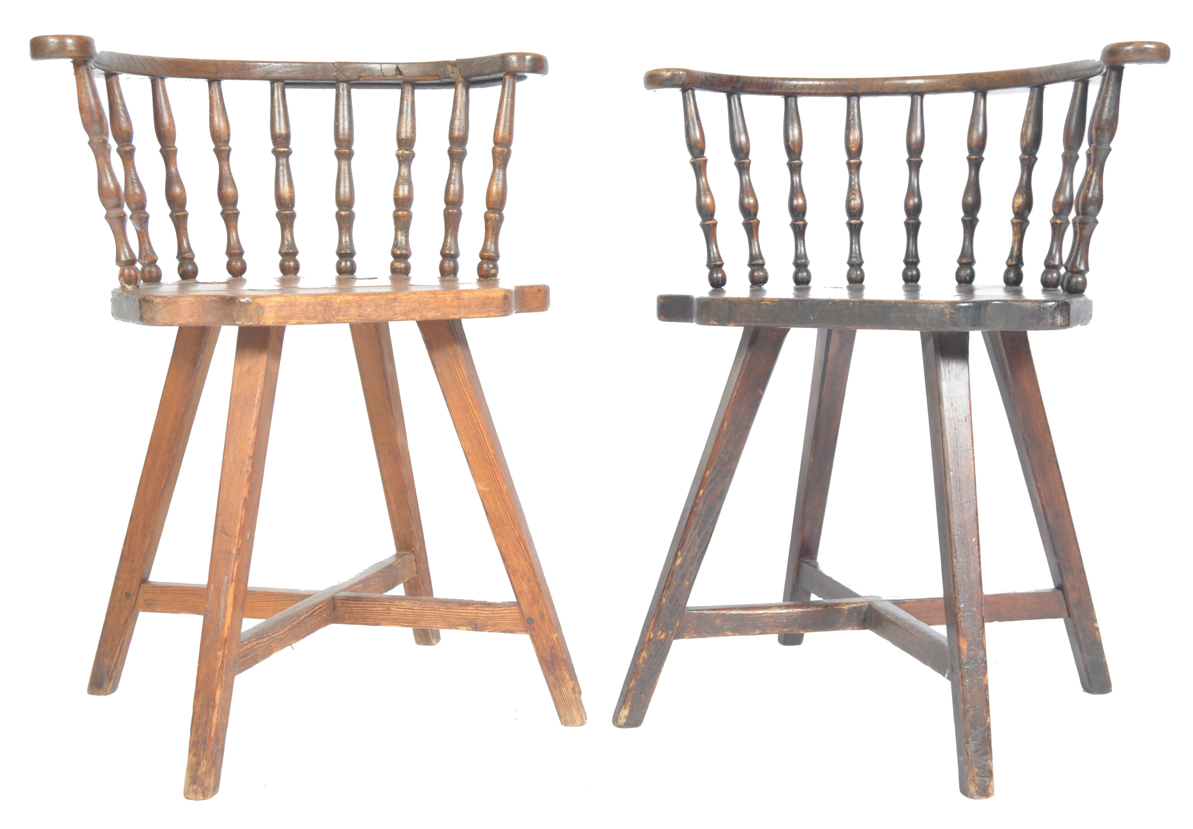 PAIR OF 19TH CENTURY PINE COUNTRY TAVERN PUB CHAIRS