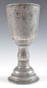 RARE 17TH CENTURY PEWTER GOBLET CHALICE WINE CUP