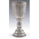RARE 17TH CENTURY PEWTER GOBLET CHALICE WINE CUP