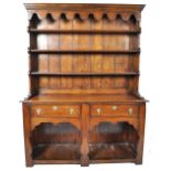 18TH CENTURY REVIVAL SOLID OAK COUNTRY POT BOARD DRESSER