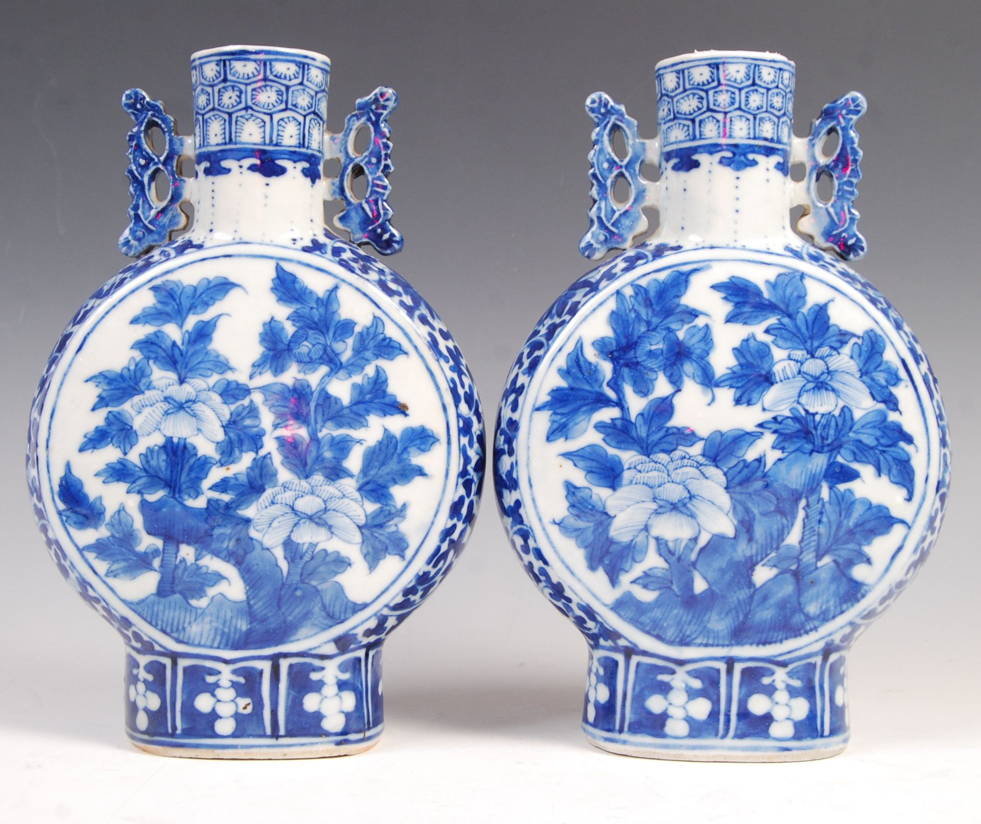 PAIR OF 19TH CENTURY CHINESE MOON FLASKS WITH KANGXI MARK