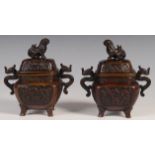 PAIR OF 19TH CENTURY CHINESE INCENSE BURNERS WITH CHARACTER SEALS