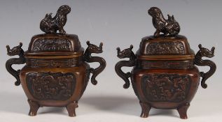 PAIR OF 19TH CENTURY CHINESE INCENSE BURNERS WITH CHARACTER SEALS