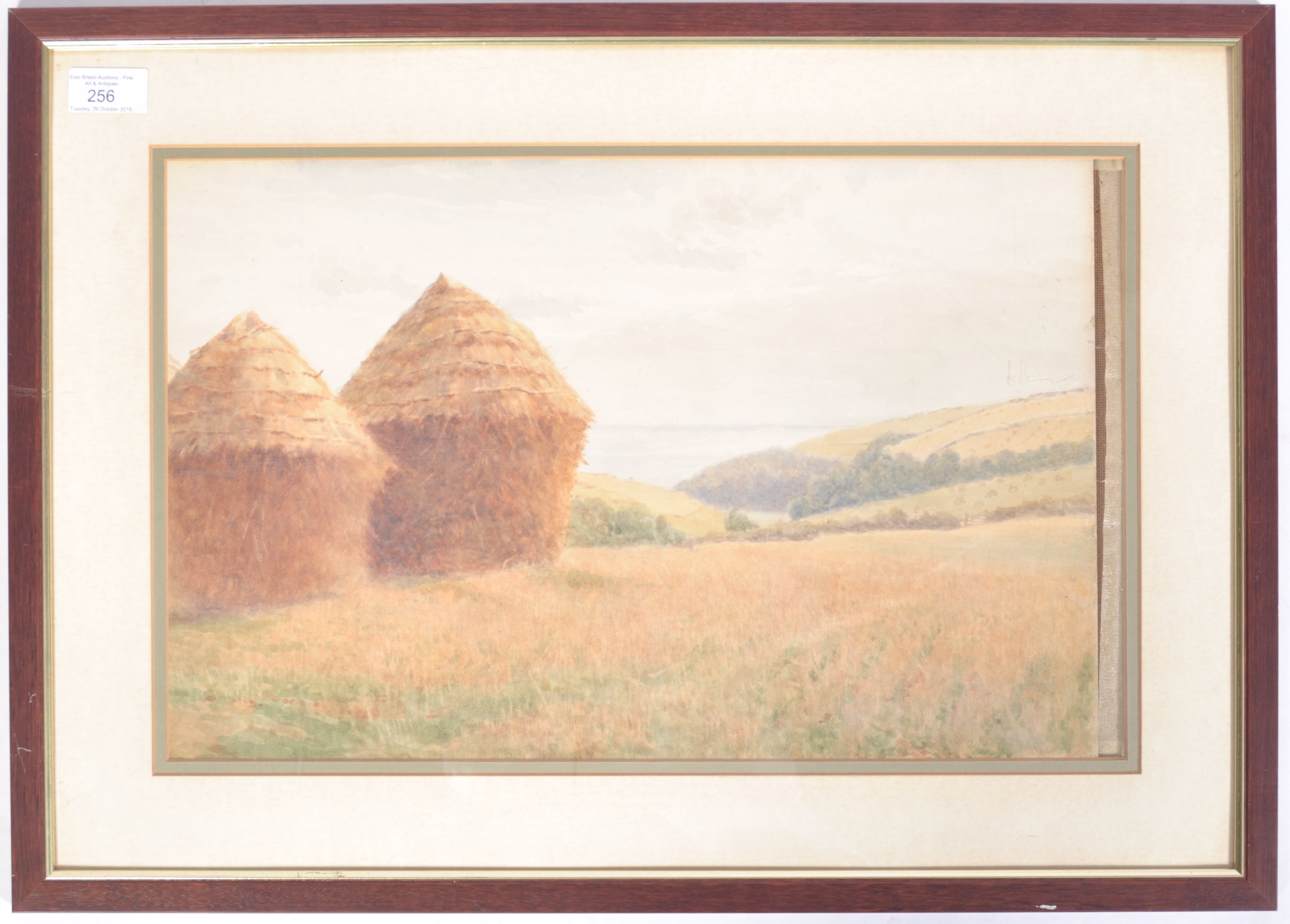 C.P.B.S. LILLINGSTON (fl.1871-1899) CORNISH WATERCOLOUR PAINTING HAYSTACKS