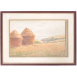 C.P.B.S. LILLINGSTON (fl.1871-1899) CORNISH WATERCOLOUR PAINTING HAYSTACKS