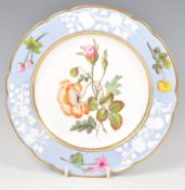 RARE SPODE 19TH CENTURY HAND PAINTED FLORAL CABINET PLATE