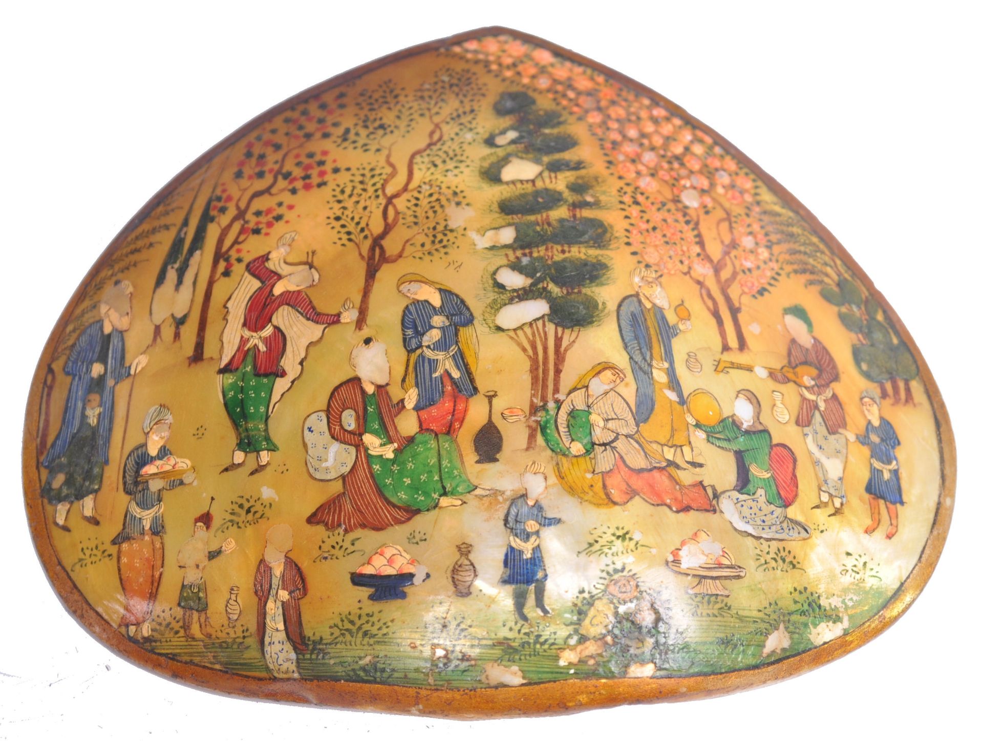 19TH CENTURY PERSIAN PAINTING ON SHELL PANEL