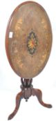 FINE 19TH CENTURY VICTORIAN TILT TOP MARQUETRY INLAID WINE TABLE