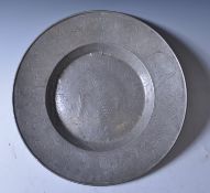 RARE 18TH CENTURY PEWTER MARRIAGE PLATE MK & PR INITIALS