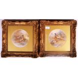 PAIR OF JAMES STINTON ROYAL WORCESTER ARTIST WATERCOLOUR PAINTINGS