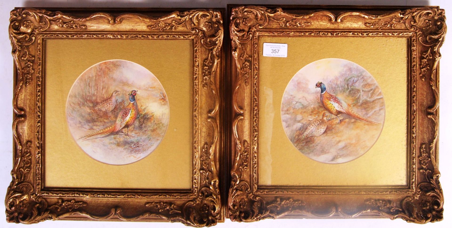 PAIR OF JAMES STINTON ROYAL WORCESTER ARTIST WATERCOLOUR PAINTINGS