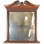 VICTORIAN 19TH CENTURY LARGE MAHOGANY OVERMANTEL MIRROR