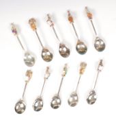 SET OF TEN HALLMARKED SILVER QUEENS BEASTS SPOONS