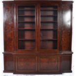 19TH CENTURY ROSEWOOD & MARQUETRY BREAKFRONT LIBRARY BOOKCASE