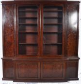 19TH CENTURY ROSEWOOD & MARQUETRY BREAKFRONT LIBRARY BOOKCASE