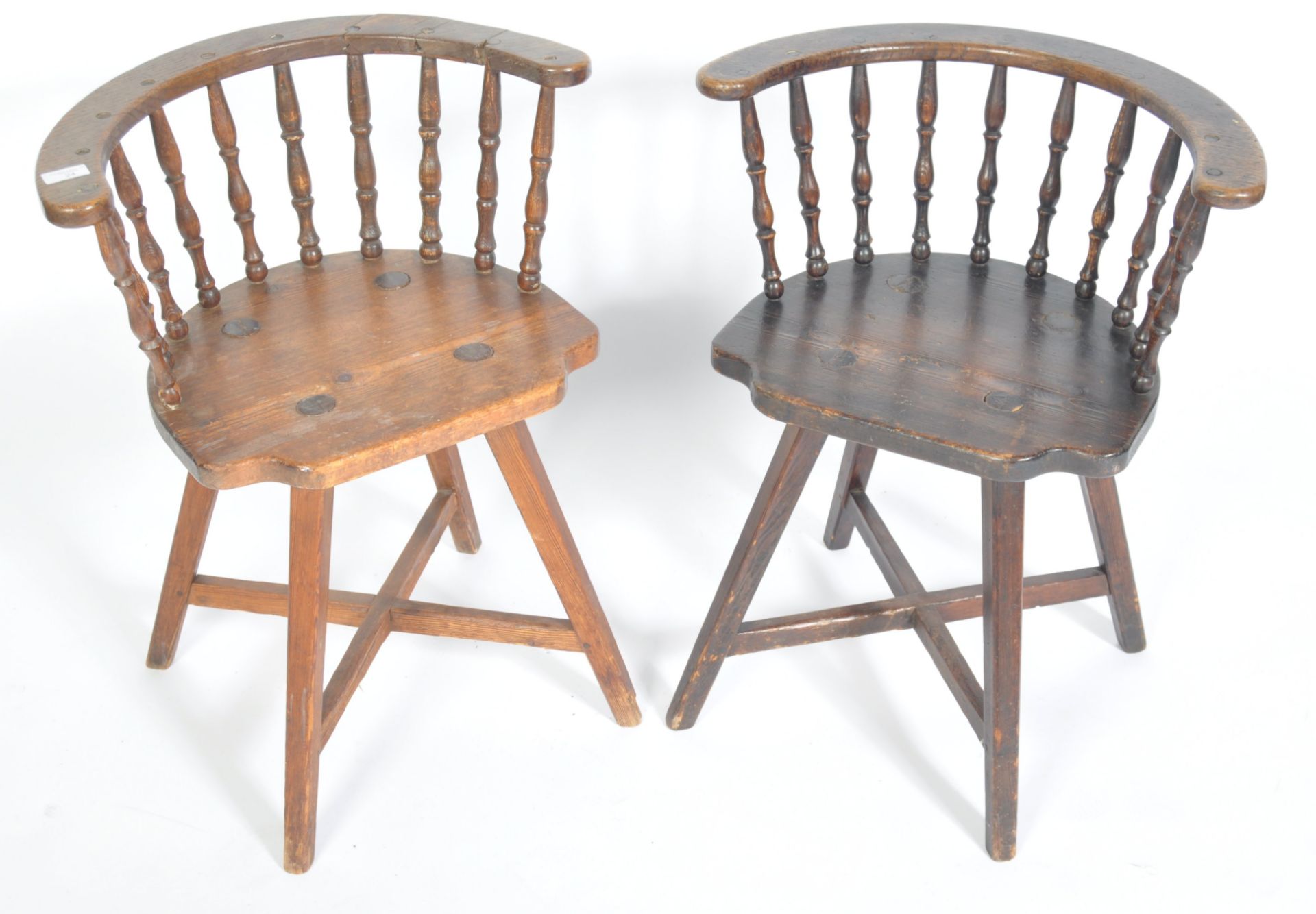 PAIR OF 19TH CENTURY PINE COUNTRY TAVERN PUB CHAIRS - Bild 2 aus 5