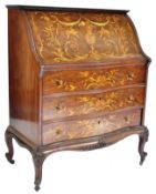 19TH CENTURY PIEDMONT MANNER MARQUETRY ITALIAN BUREAU DESK