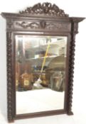 LARGE 19TH CENTURY FRENCH GOTHIC OAK OVERMANTEL MIRROR