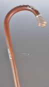 19TH CENTURY WALKING STICK CANE WITH SILVER PLATED MOUNTS