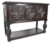 17TH / 18TH CENTURY CARVED OAK COFFER CHEST ON STAND SIDEBOARD