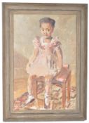 ERNEST PERRY (1908-1976) PORTRAIT CANVAS STUDY OF A YOUNG BLACK GIRL