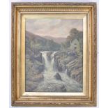 ENGLISH SCHOOL 19TH CENTURY OIL ON CANVAS WATERFALL STUDY