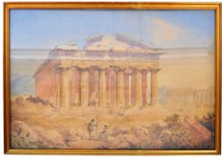 WATERCOLOUR PAINTING OF A SARDINIAN TEMPLE AFTER JMW TURNER