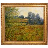 LARGE OIL ON CANVAS PAINTING OF A FARMING LANDSCAPE BY CHARLES NEAL