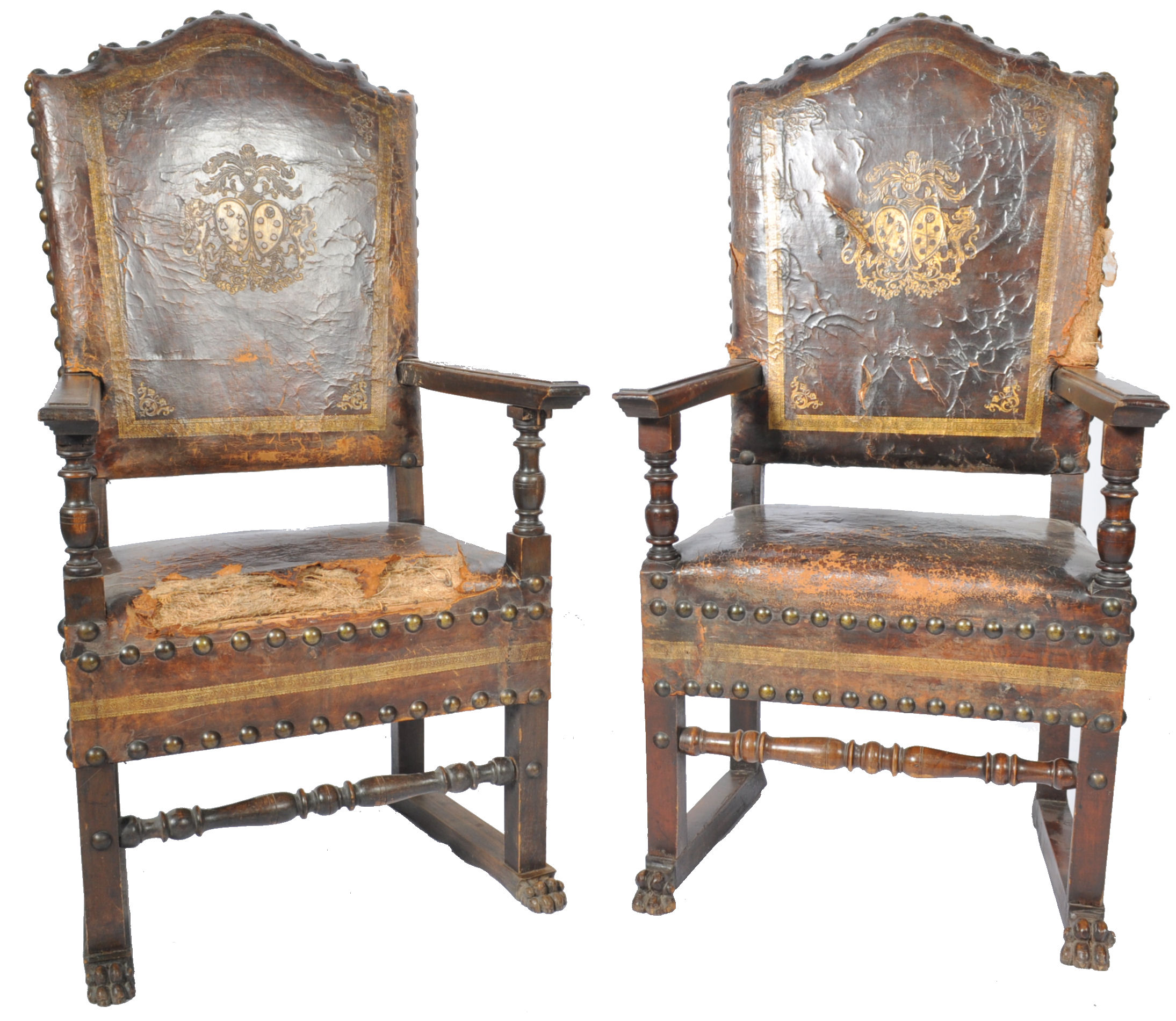 PAIR OF BELIEVED 18TH CENTURY ITALIAN COURT CHAIRS ARMCHAIR