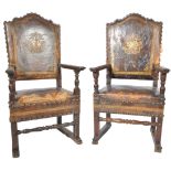PAIR OF BELIEVED 18TH CENTURY ITALIAN COURT CHAIRS ARMCHAIR
