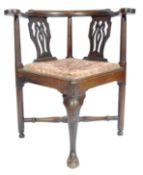 18TH CENTURY GEORGE III SOLID MAHOGANY CORNER ELBOW CHAIR