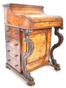 GOOD 19TH CENTURY VICTORIAN FIGURED WALNUT DAVENPORT DESK