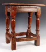 17TH CENTURY COUNTRY HOUSE OAK PEG JOINTED STOOL